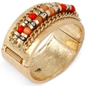 KENNETH COLE NEW YORK- Citrus Slice Mixed Bead and Chain Bangle Bracelet